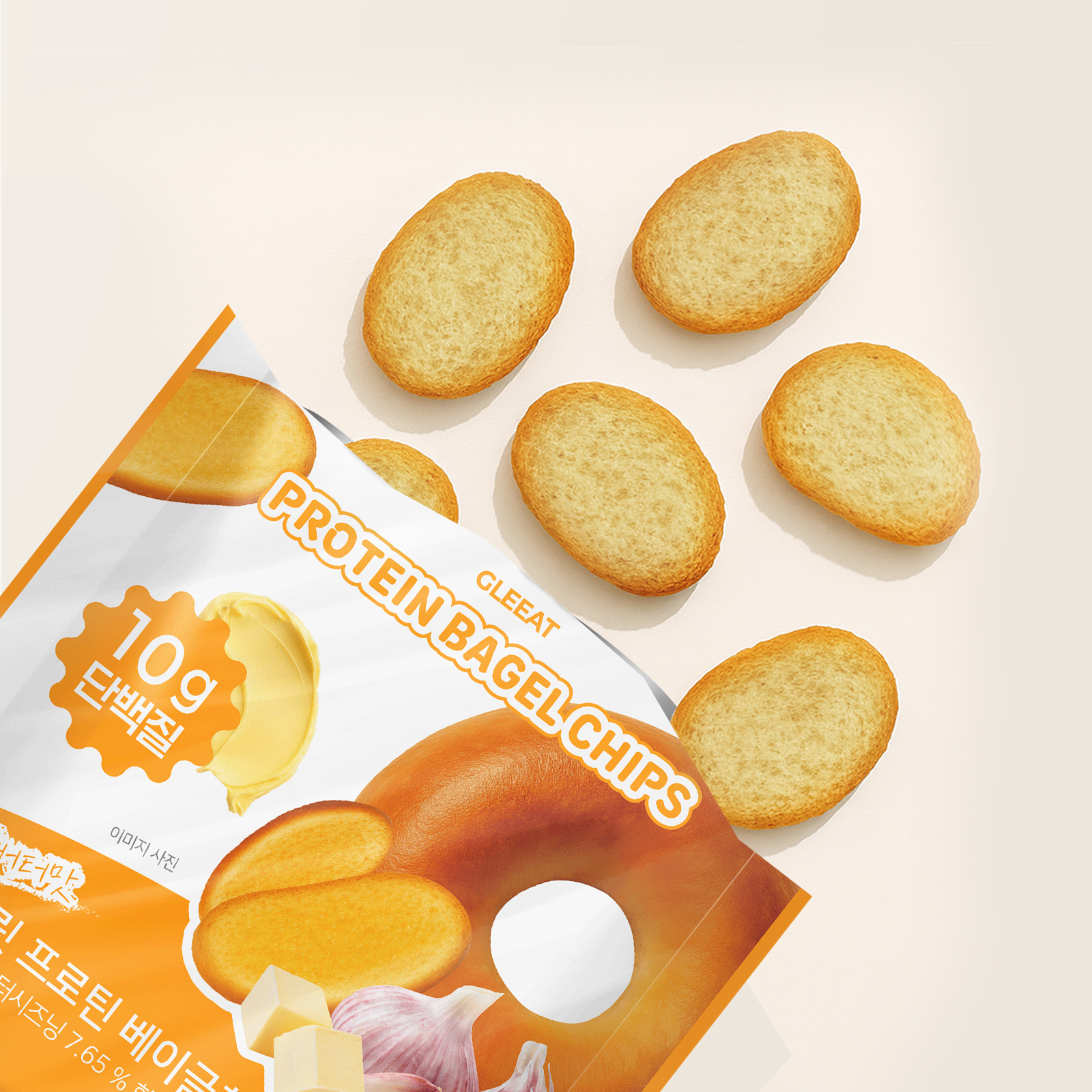글릿 프로틴 베이글칩 고단백 간식 맛있는 단백질 칩 과자 단백칩 스낵 갈릭버터, 50g, 4개 - 상세 이미지 3