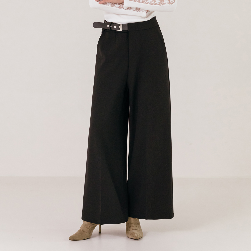 원사이드 벨트 와이드 슬랙스 - 상품 이미지