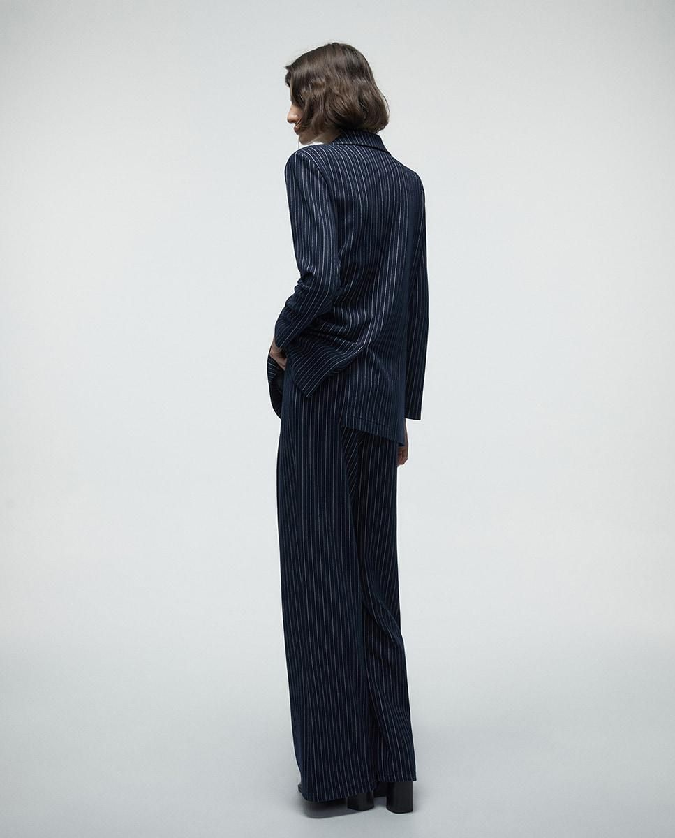스페라 스트라이프 와이드 핀턱 슬랙스 팬츠 56262006226 AZUL MARINO - 상세 이미지 5