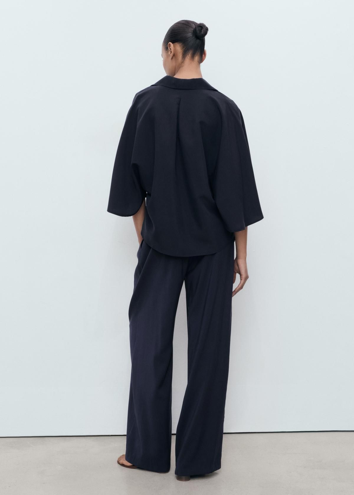 망고 테크니컬 하이웨이스트 와이드 슬랙스 팬츠 17074087 AZUL MARINO - 상세 이미지 3