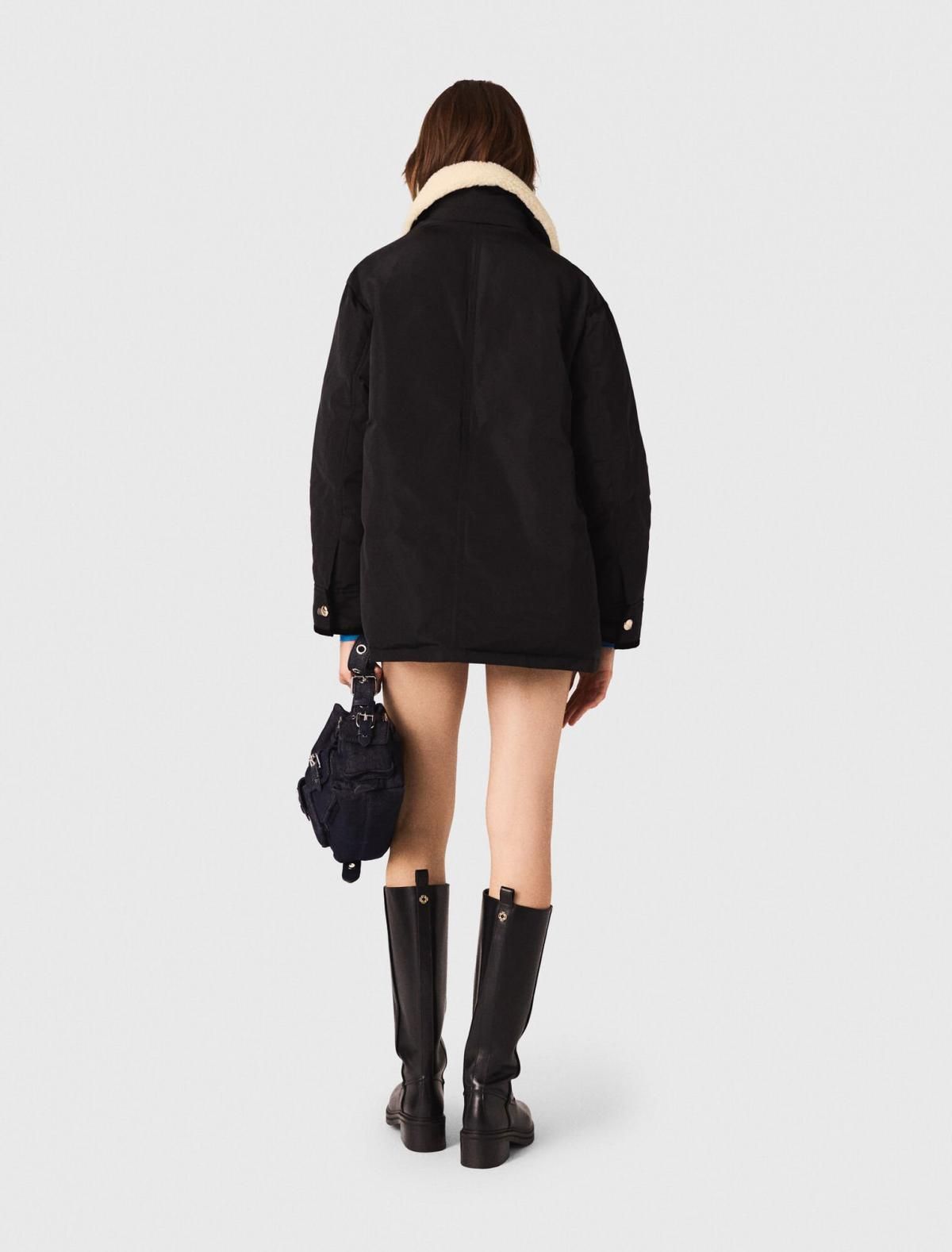 마쥬 테크니컬 벨벳 미디 패딩 파카 부클레 카라 3661601975226 SCHWARZ - 상세 이미지 4