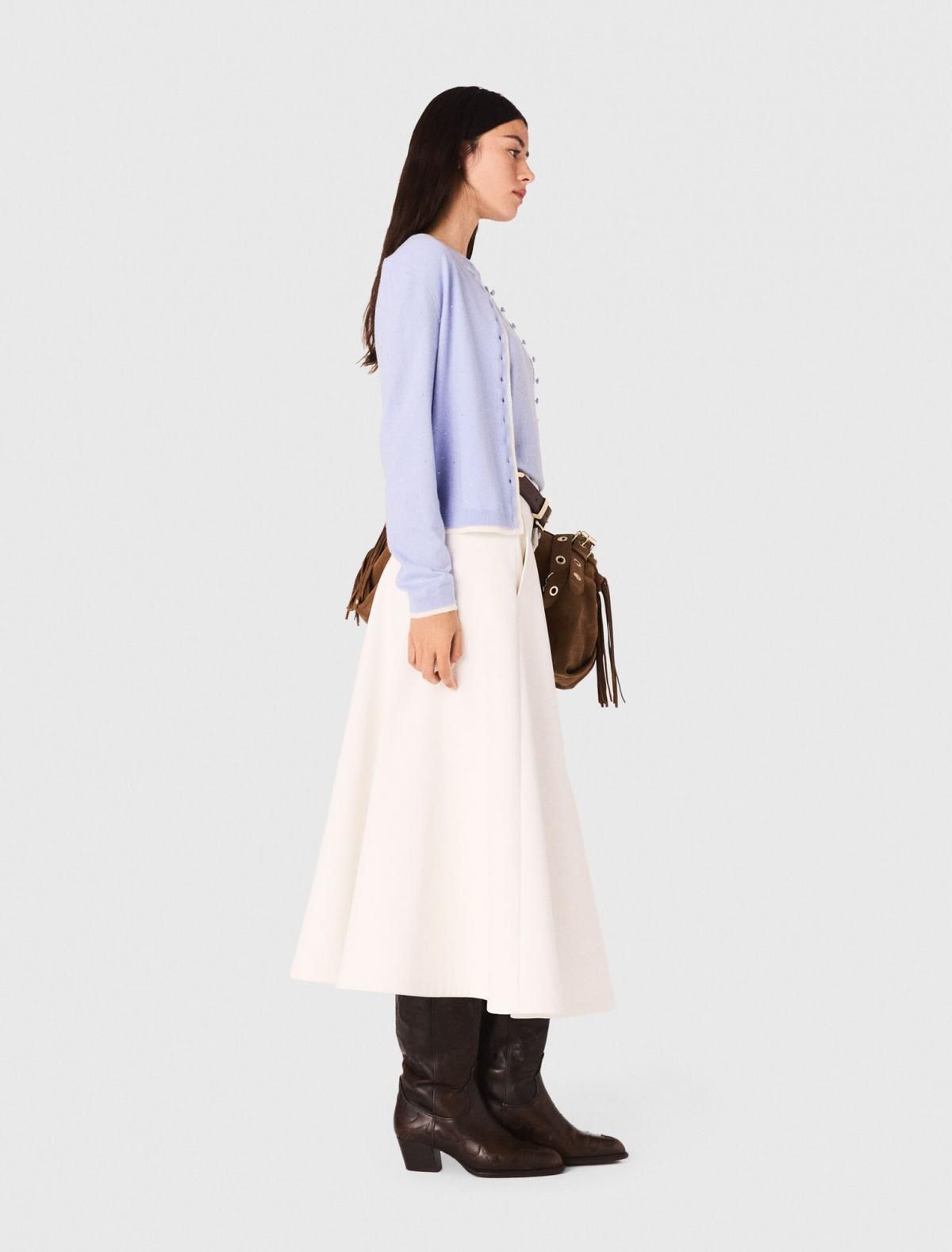 마쥬 럭셔리 스트라스 라운드넥 울 100 카디건 3661601963605 BLAU - 상세 이미지 3