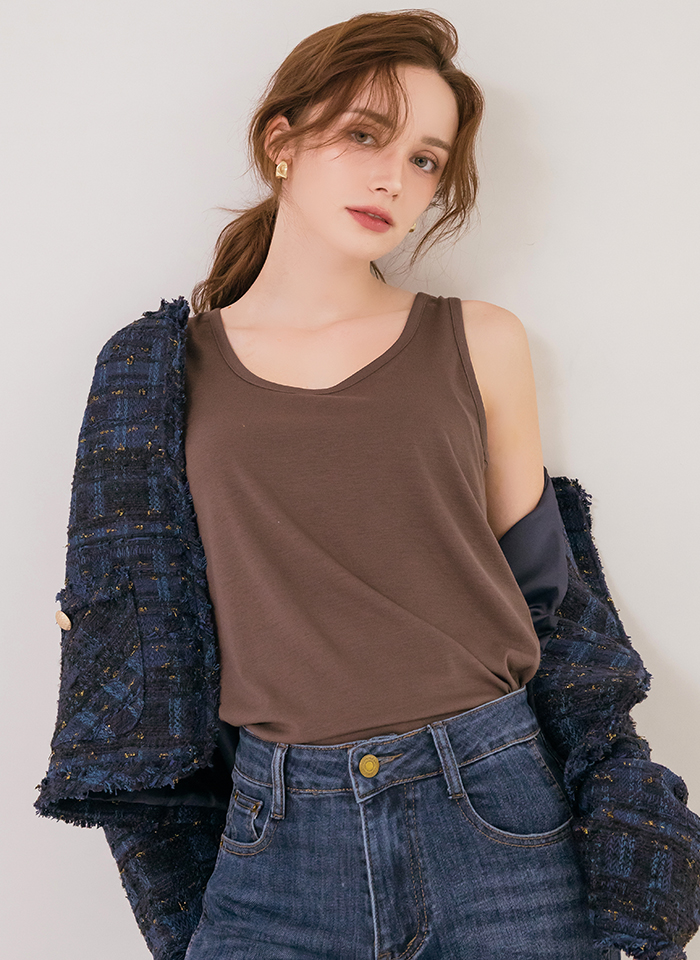 이너추천 톤다운 소프트 민소매 티셔츠 3color - 상세 이미지 4