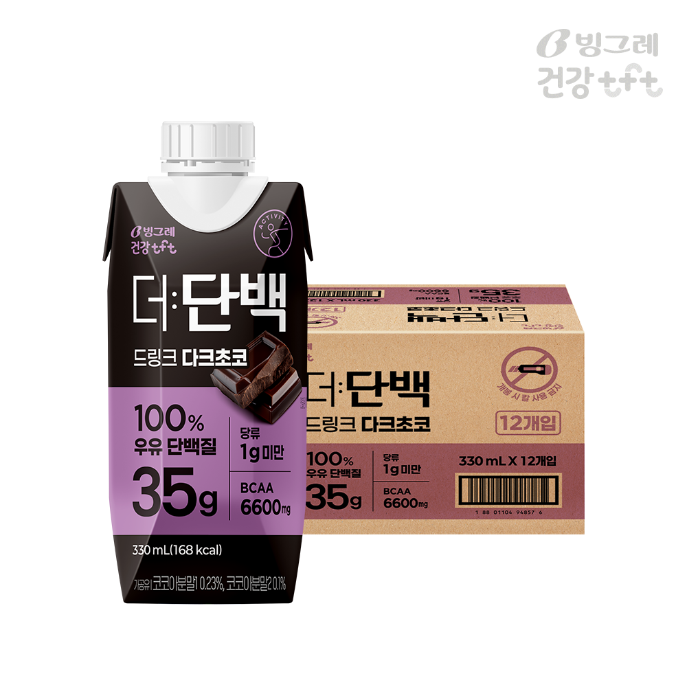 [10% 슈퍼적립] 빙그레 더단백 드링크 다크초코 330ml 12팩 단백질음료 제품 이미지