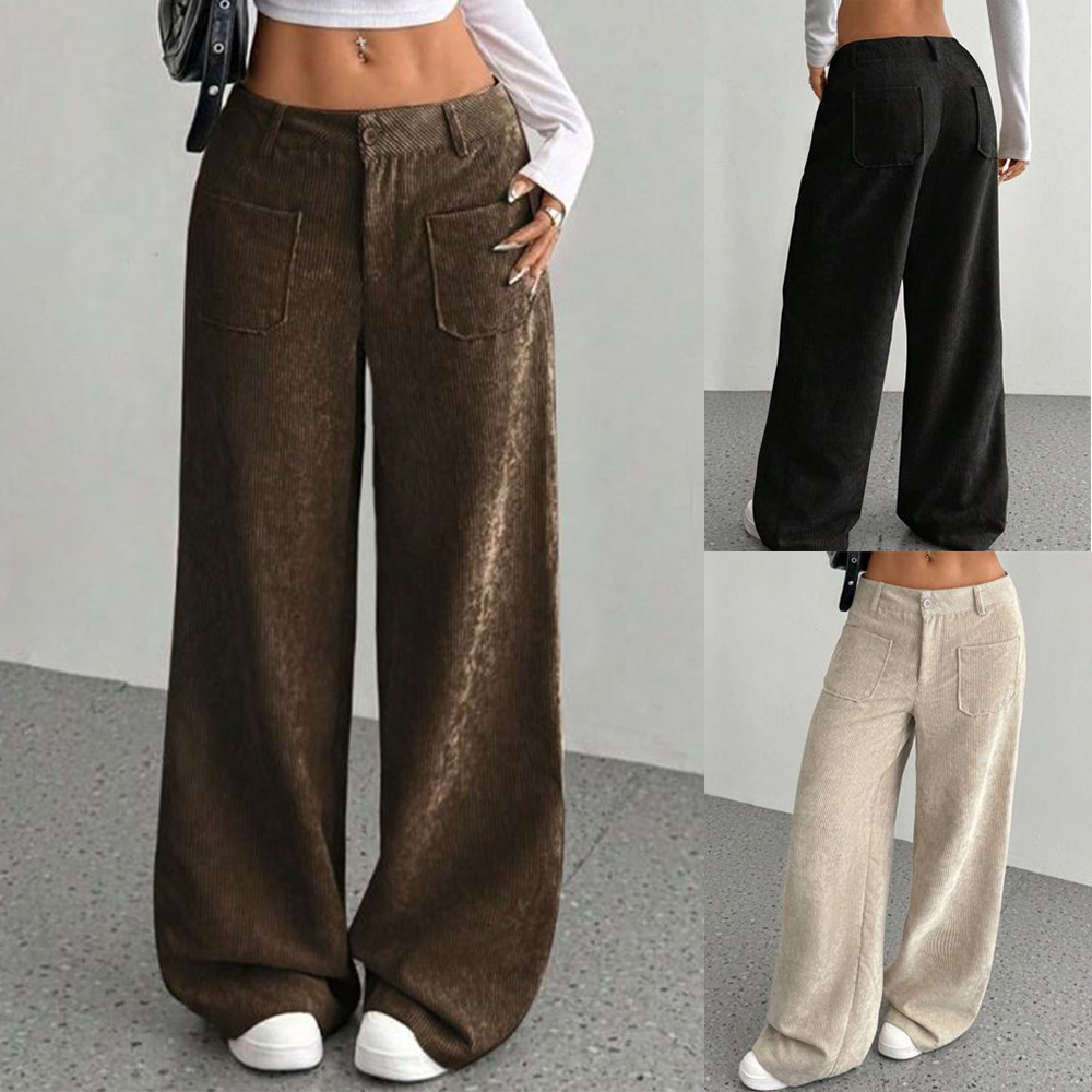 여성 골덴 팬츠 포근한 간절기 여자 골지 패션 츄리닝 - 상품 이미지