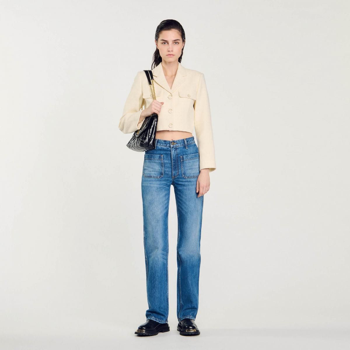 산드로 에코 프렌들리 워싱 데님 여성 부츠컷 청바지 SFPJE00460_4785 JEANSBLAU - 상세 이미지 2