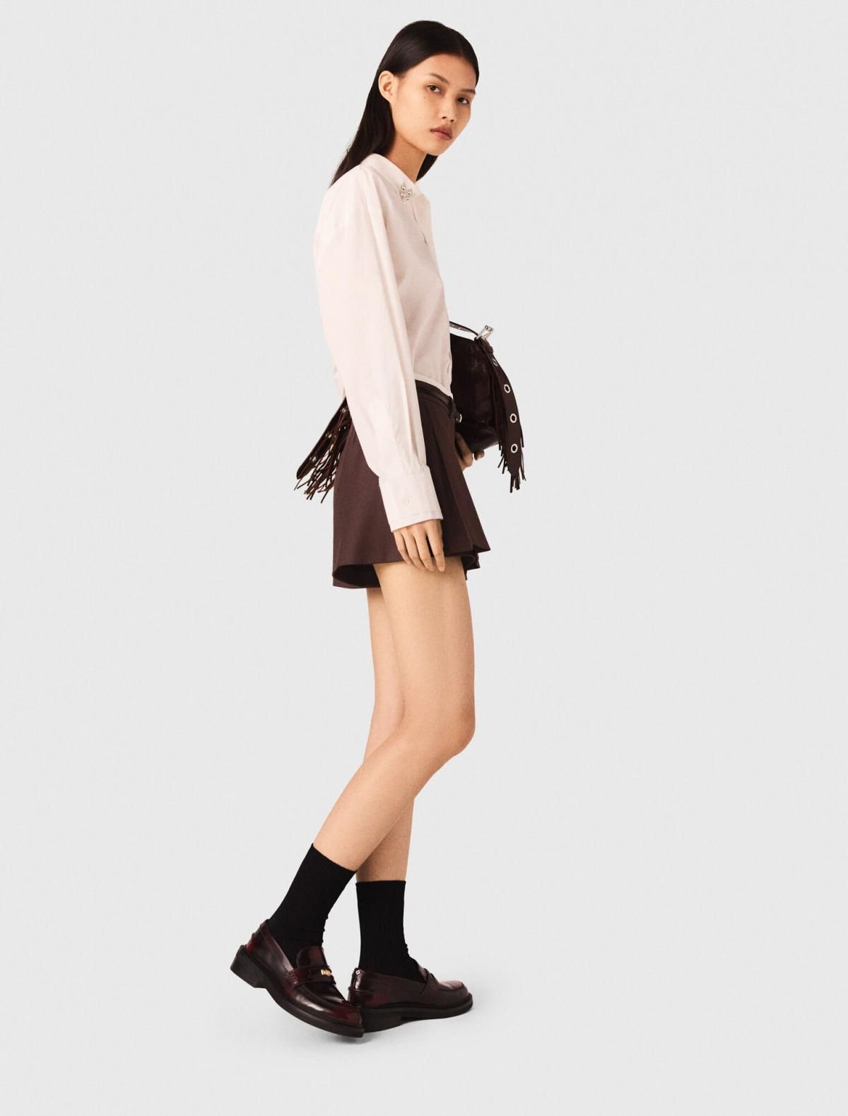 마쥬 플리츠 테크니컬 하이웨이스트 브라운 쇼츠 3661601983504 BRAUN - 상세 이미지 3