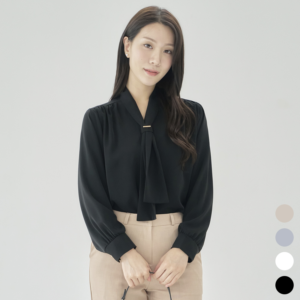 하객 V넥 타이 블라우스 [모미] 이미지 2