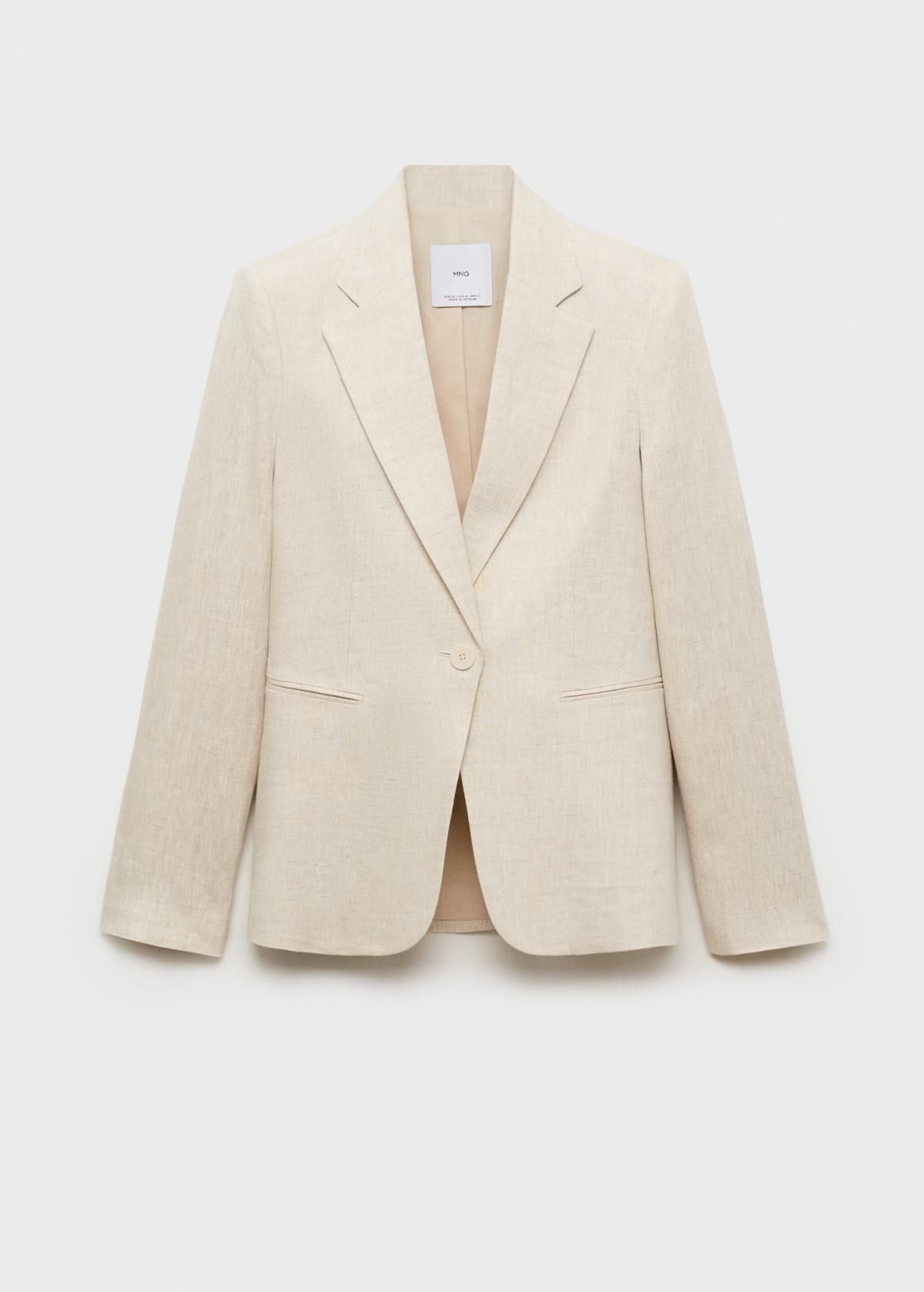 망고 린넨 내추럴핏 아이보리 테일러드 재킷 87077162 GRIS CLARO/PASTEL - 상품 이미지