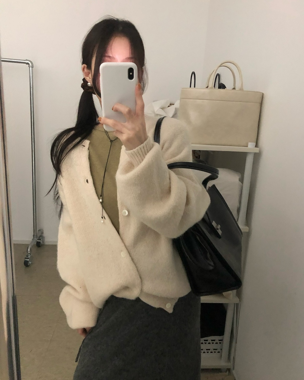 웨퍼 여성 울 모헤어 루즈핏 가디건 - 상세 이미지 4