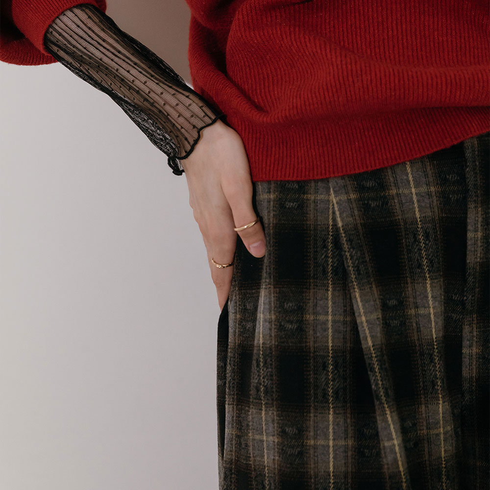 클래식 체크 8부 와이드 팬츠 - 상세 이미지 2