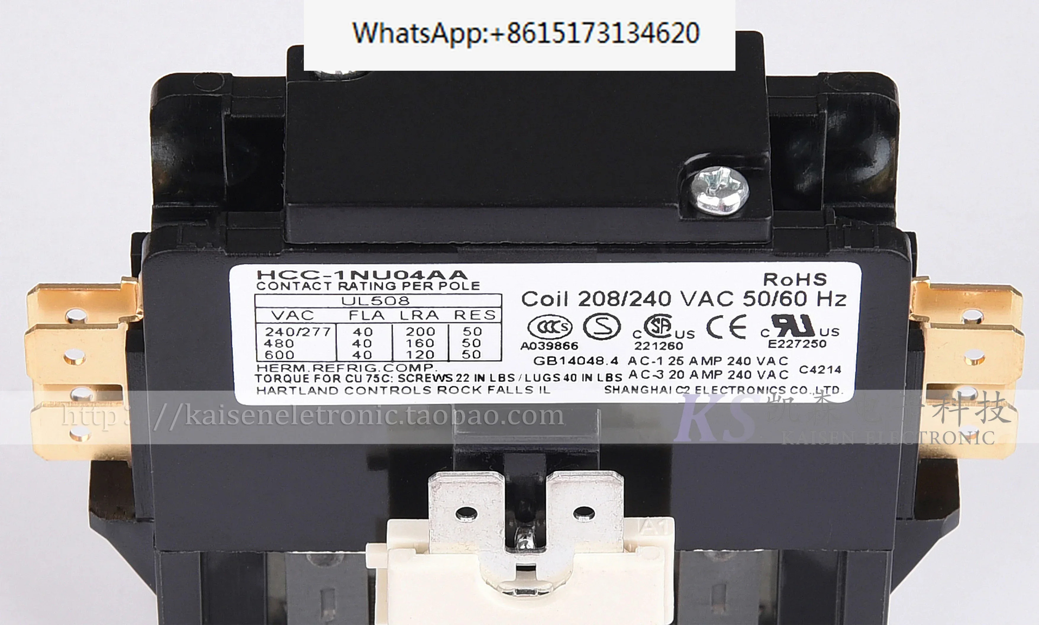 220V 40A 고부하 단상 HCC-1NU04AA Hartland s AC 접촉기