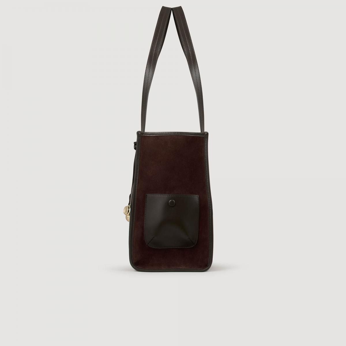 산드로 소프트 스웨이드 쇼퍼백 브라운 SFASA01522 MAHOGANY - 상세 이미지 3