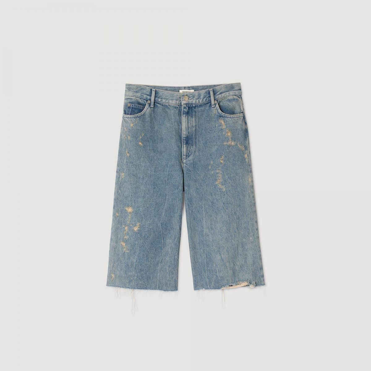 산드로 워시드룩 데님 버뮤다 쇼츠 SFPSH00552_4785 JEANSBLAU - 메인 이미지