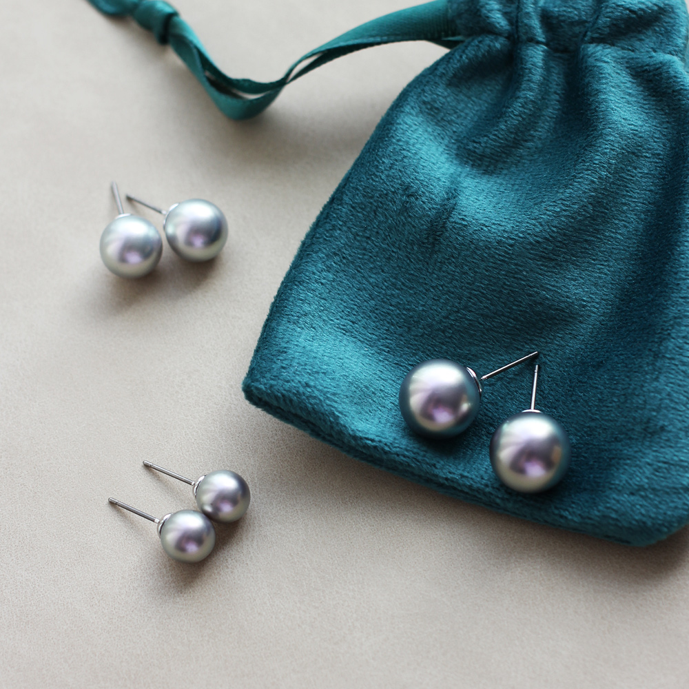 흑진주 귀걸이 국산 EF 핵진주 타히티 아코야 그레이 펄 귀걸이 8mm 10mm 12mm - 상세 이미지 4
