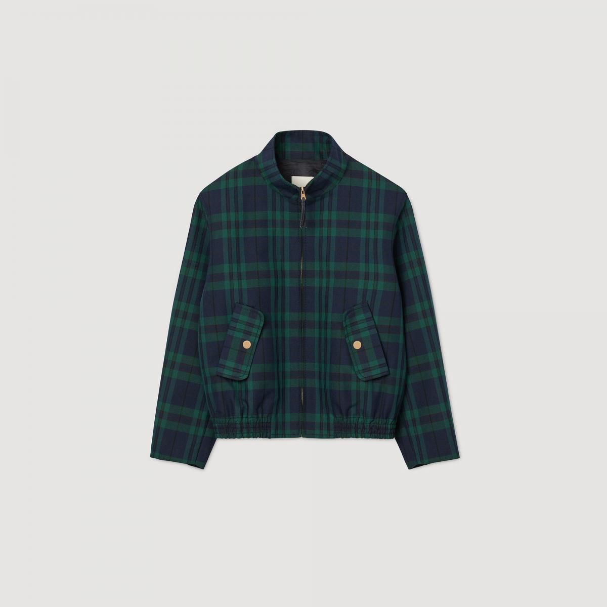 산드로 체크 크롭 블루종 재킷 SFPBL01161_D263 GRUN / BLAU - 메인 이미지