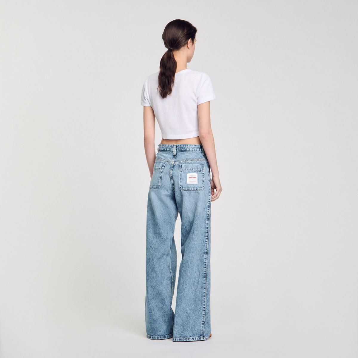 산드로 트렌디 와이드핏 연청 워시드 청바지 SFPJE00732_4785 JEANSBLAU - 상세 이미지 5