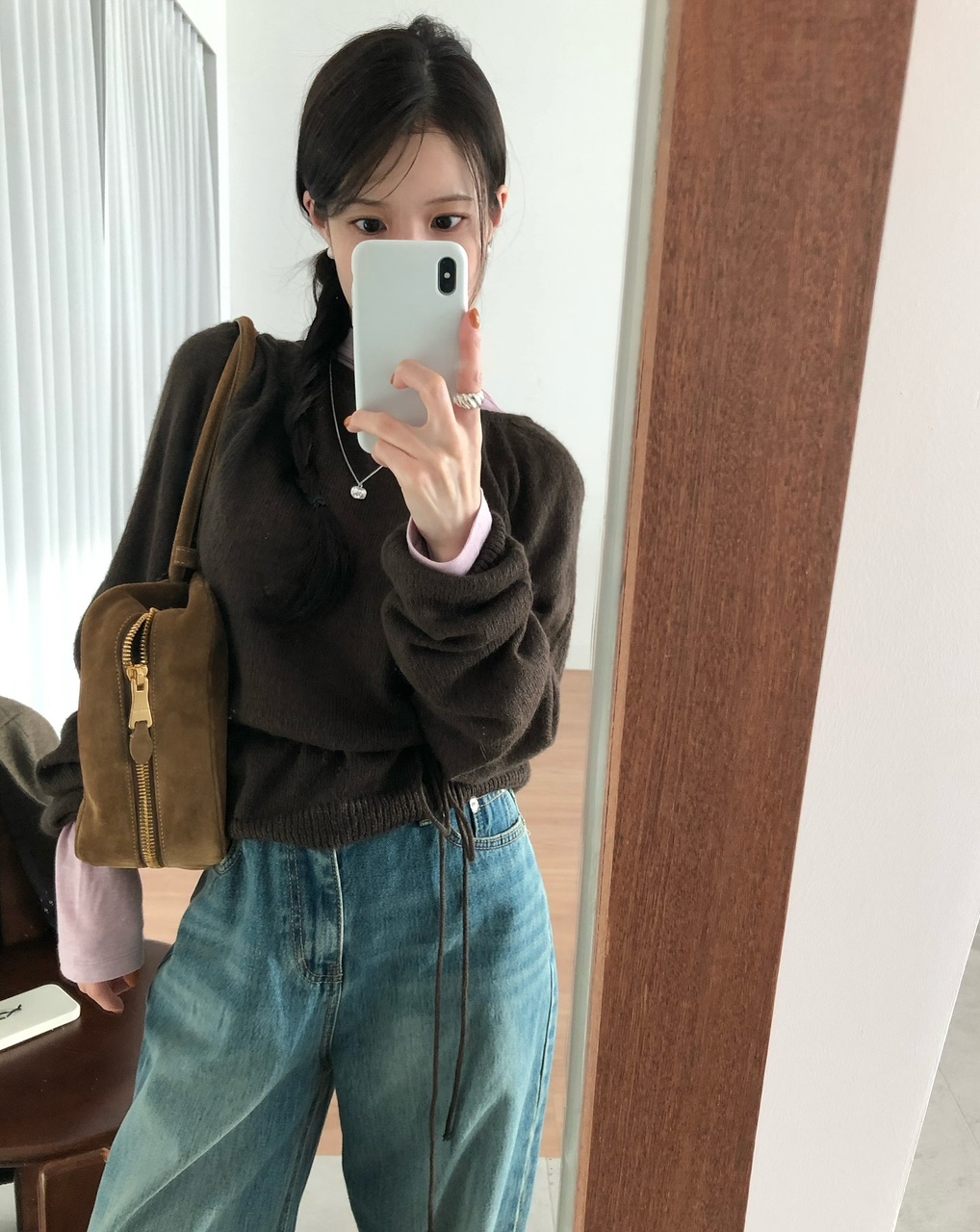 인덴 여성 울 모헤어 투웨이 루즈핏 오버핏 트임 니트 - 상세 이미지 3