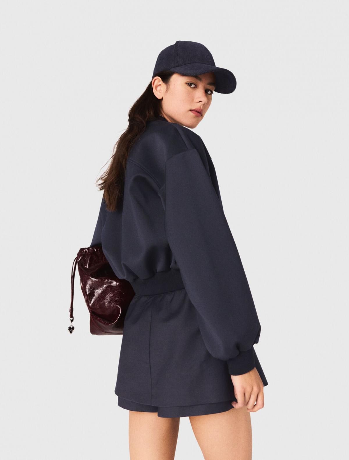 마쥬 테크니컬 울믹스 크롭 집업 봄버 재킷 3661601970405 MARINE - 상세 이미지 4