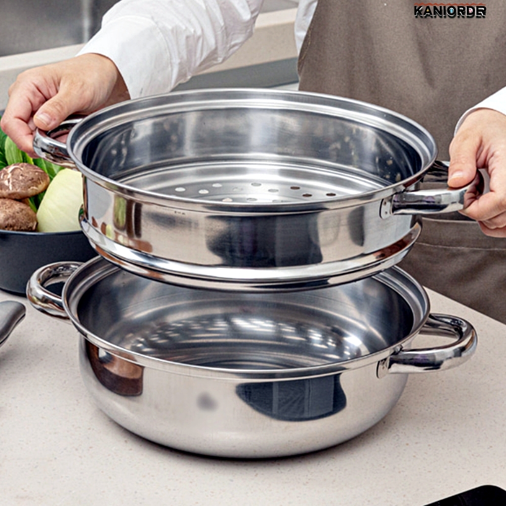 멀티냄비 2단찜기 찜판분리 인덕션 조리도구 투명한 스텐 만능 냄비 28cm - 상품 이미지