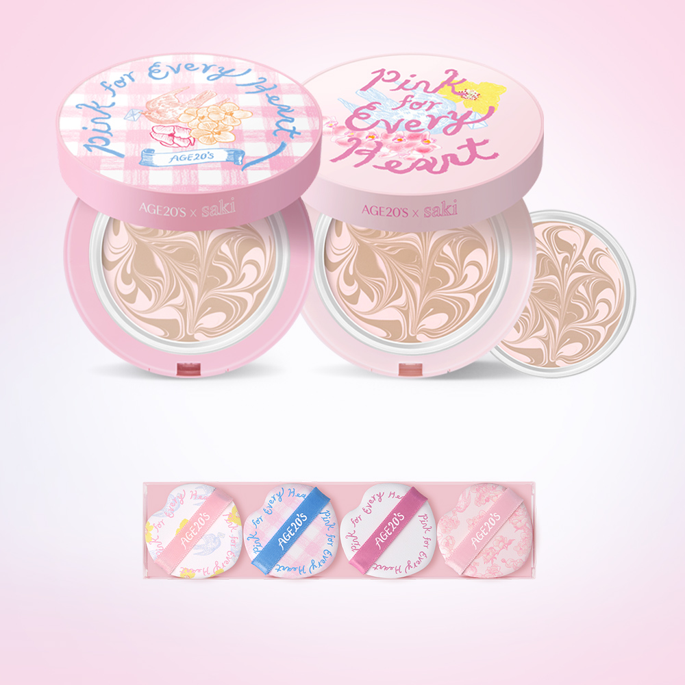 에이지투웨니스 핑크 포 에브리 하트 에디션 디오리진 에센스 팩트 핑크 라떼 12.5g 본품+리필(+퍼프4매) (SPF50+) - 메인 이미지