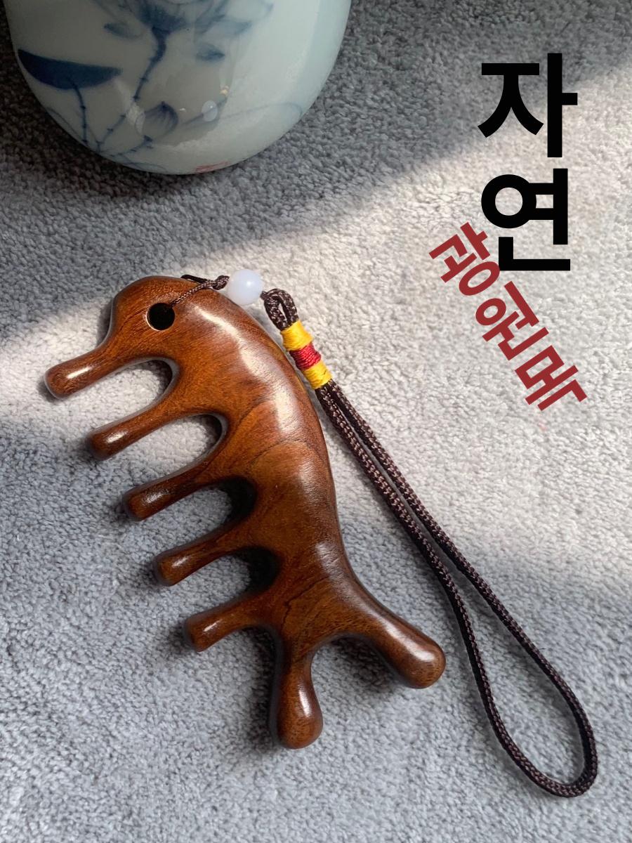 천연 단목 두피 마사지 빗 탈모 방지 괄사 넓은 이빨 헤어 브러시 경락 차트 - 상세 이미지 2