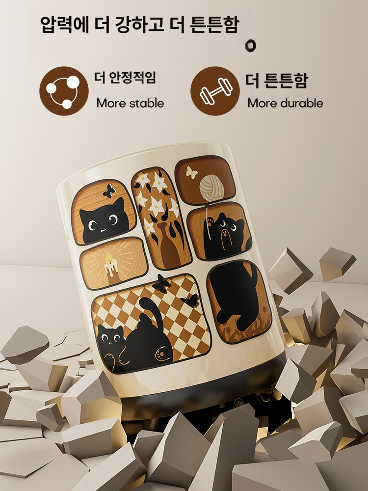 빈티지 대용량 거실용 무소음 이중 구조 바퀴형 쓰레기통 바퀴 없음 뚜껑 없음 화이트 - 상세 이미지 5