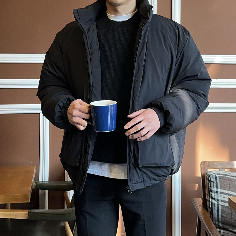 남자 숏패딩 오버핏 웰론 워터프루프 방수 겨울 점퍼 남자 패딩 - 상세 이미지 2