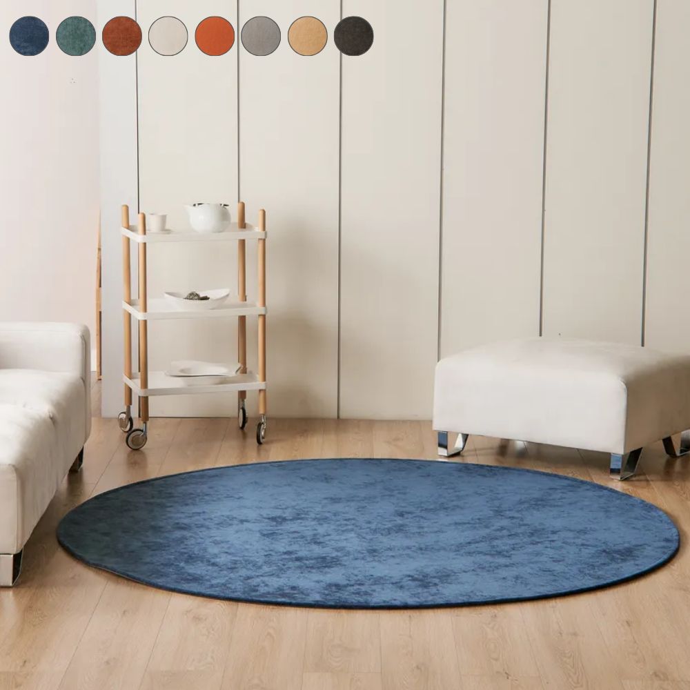 사계절 방수 물세탁 포인트 러그 카페트 주문제작 미드나잇블루, (원형)200cm - 상품 이미지