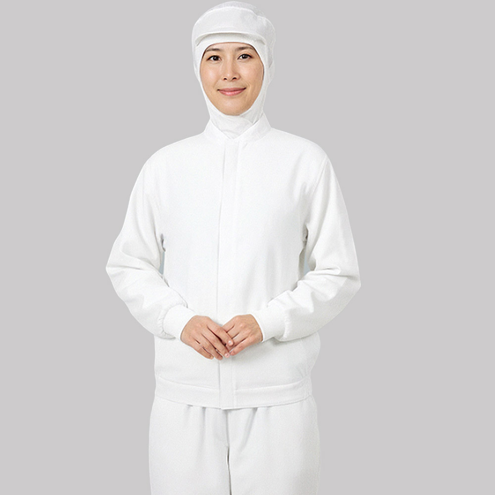 (화이트)발수 스판 방한위생점퍼 겨울용위생복 식품공장 방한위생복 - 상세 이미지 2