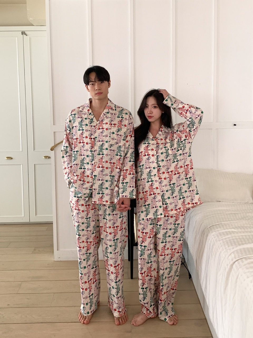 디즈니 커플 파자마구피잠옷세트 긴팔 긴바지 파자마 홈웨어 선물 이미지 8