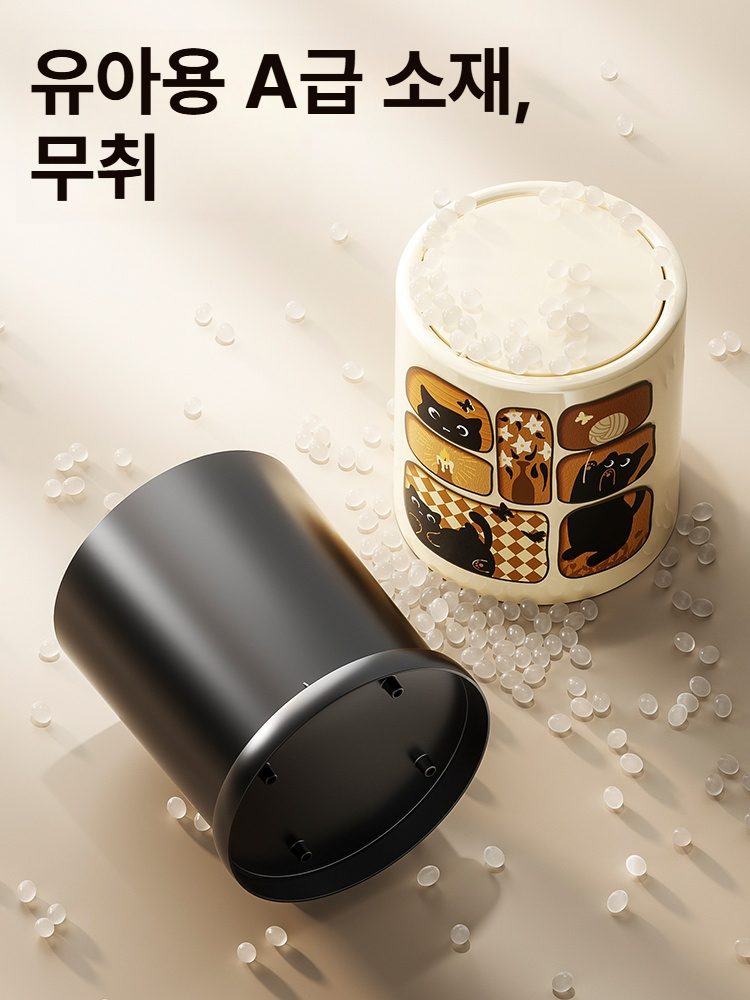 빈티지 대용량 거실용 무소음 이중 구조 바퀴형 쓰레기통 바퀴 없음 뚜껑 없음 화이트 - 상세 이미지 3