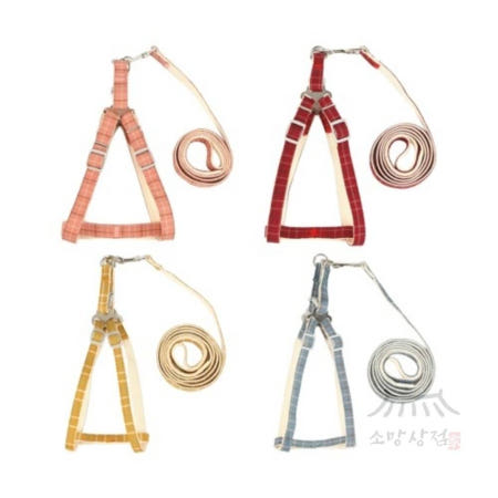 소망상점 애구애구 강아지 멜빵체크 하네스 리드줄 Set 애완견하네스 쿨소재