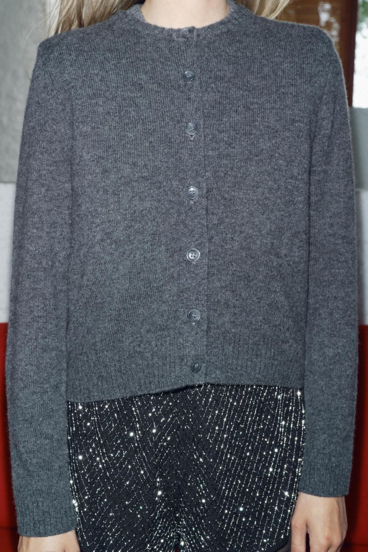자라 100 울 베이직 카디건 2893/102 DARK GREY - 상세 이미지 4