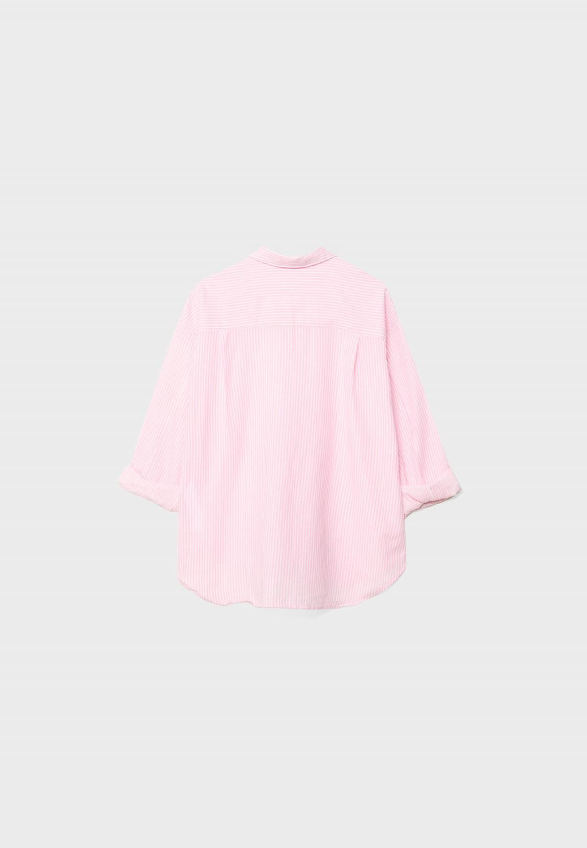 스트라디바리우스 페일핑크 린넨 블렌드 루즈핏 긴팔 셔츠 2027/022 BUBBLEGUM PINK - 상세 이미지 2