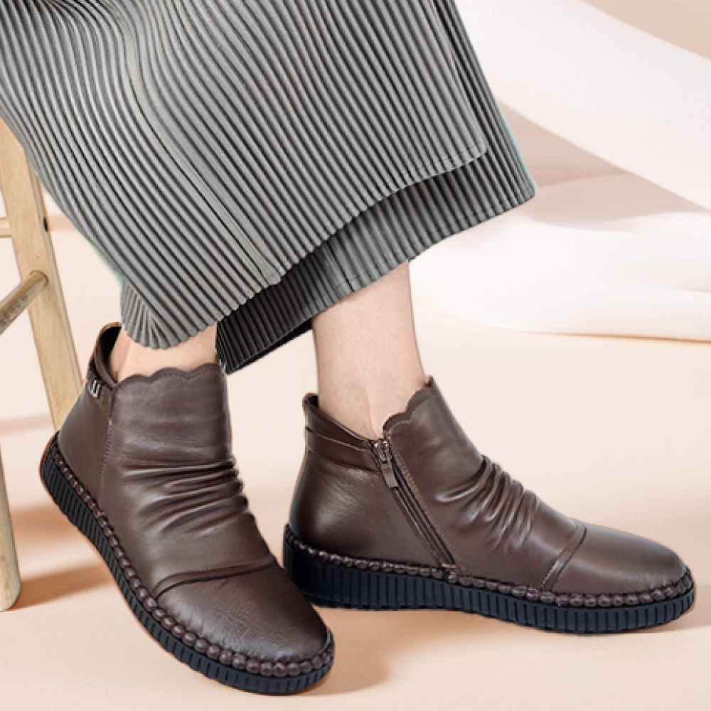 소가죽 방한 부츠 발편한 털 겨울 신발 588 - 상품 이미지