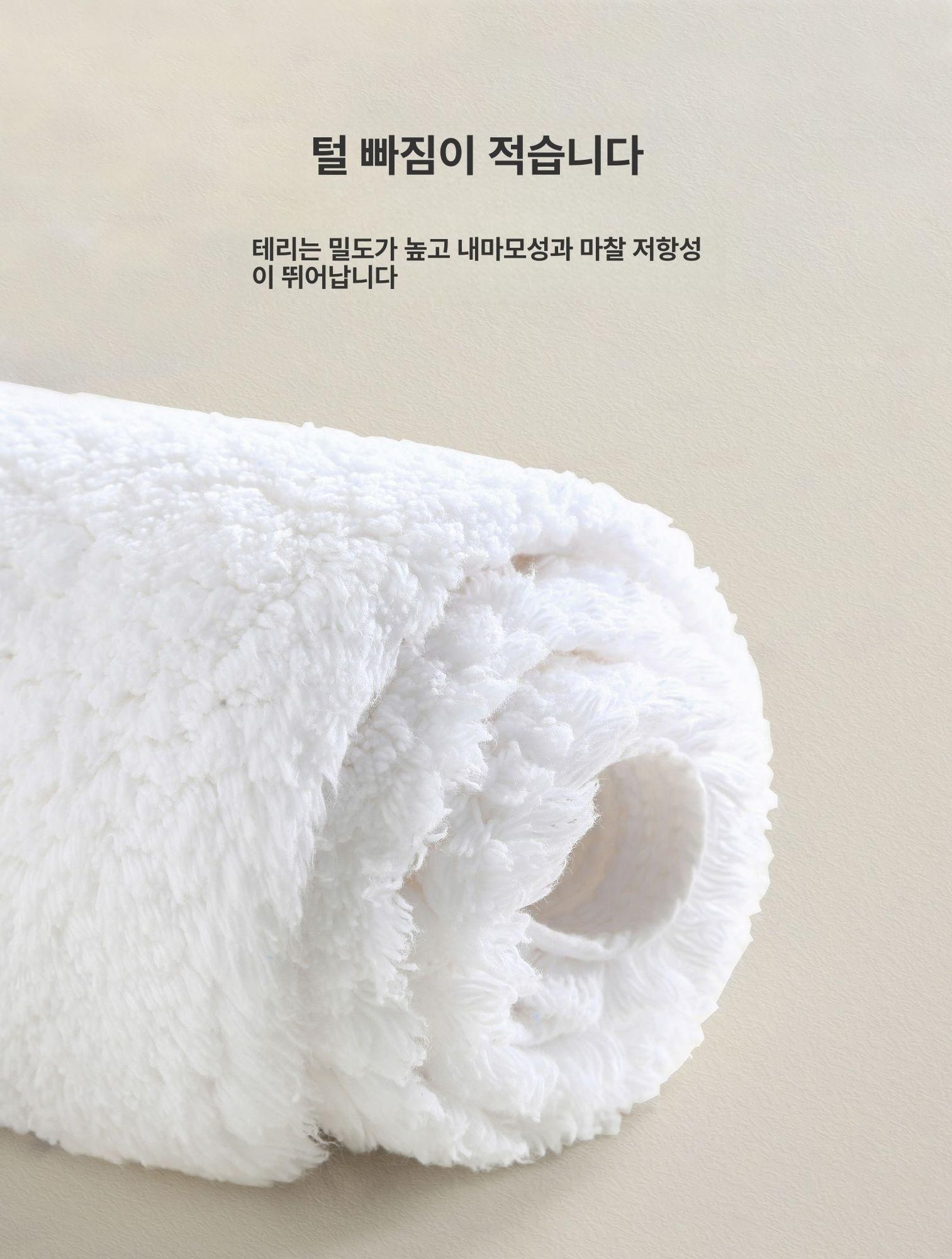 폭신한 호텔 발매트 부드러운 발수건 호텔식 뽀글이 발수건러그 블루 라벨 화이트 40x60cm 순면 - 상세 이미지 5