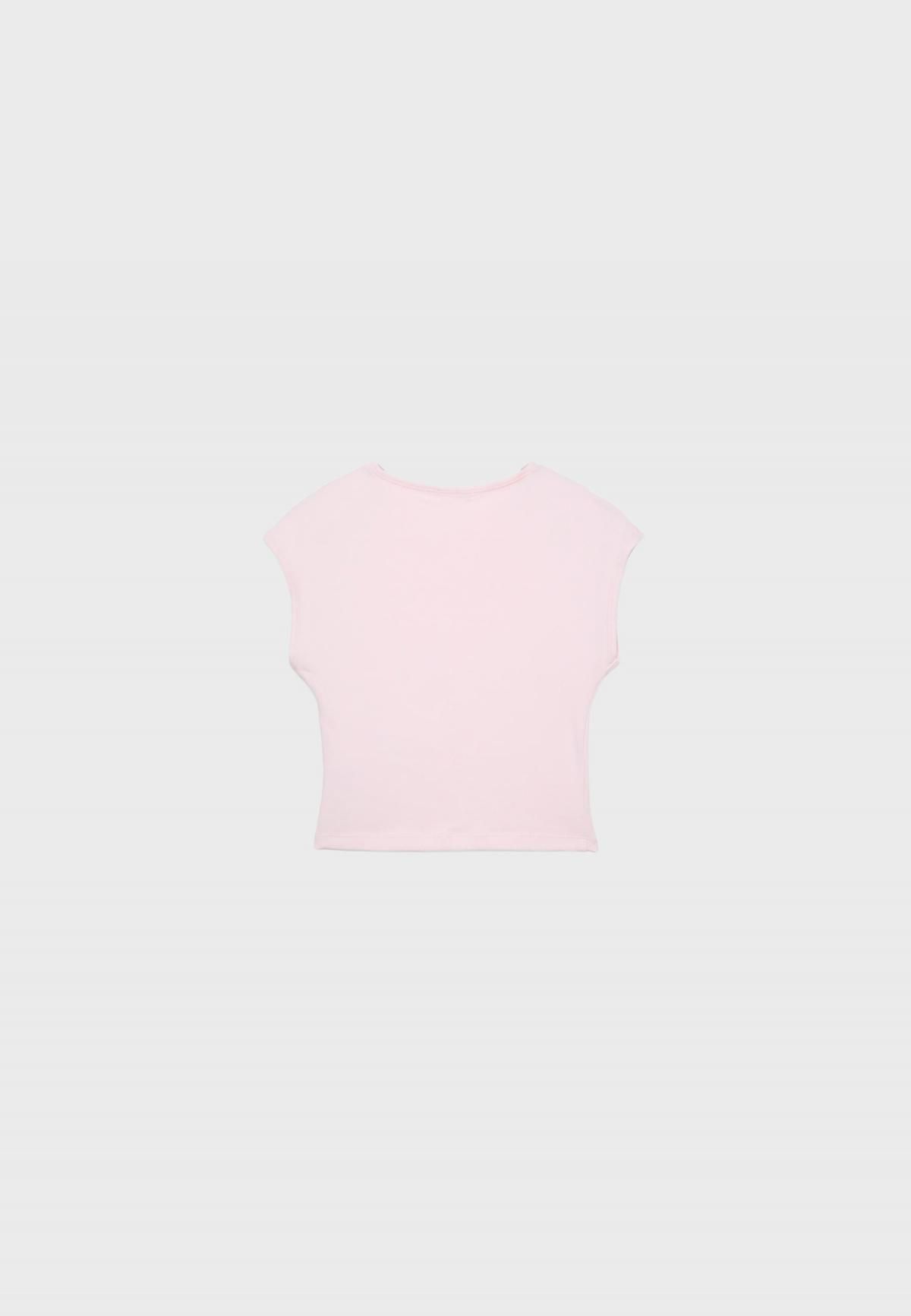 스트라디바리우스 베이직 크롭 라운드넥 캡소매 티셔츠 6505/569 PASTEL PINK - 상세 이미지 2