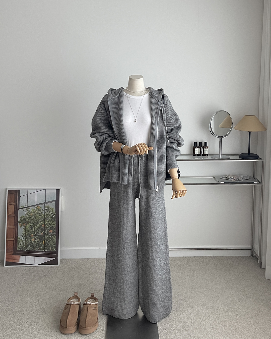 스무디 후드집업 니트세트 니트투피스세트 제품 이미지