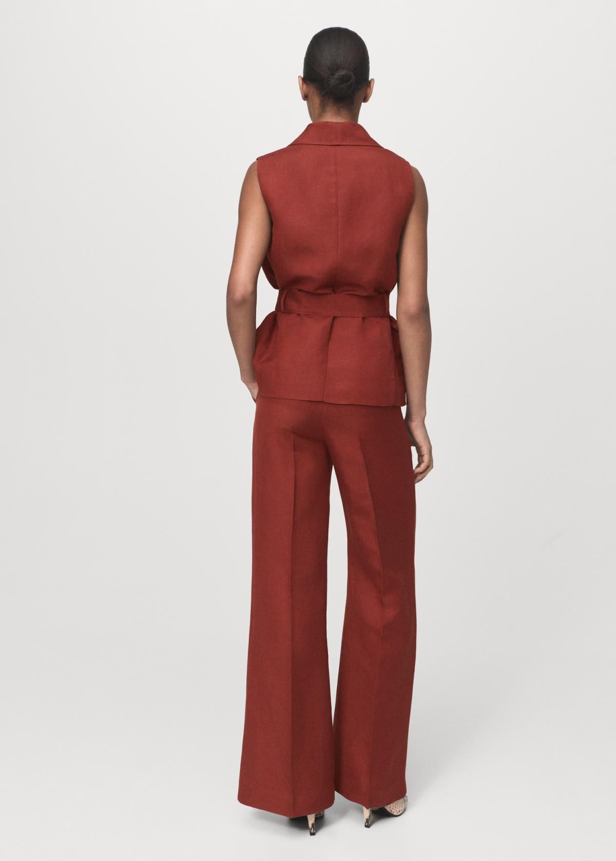 망고 테크니컬 린넨믹스 하이웨이스트 스트레이트 팬츠 17016736 COBRE - 상세 이미지 3