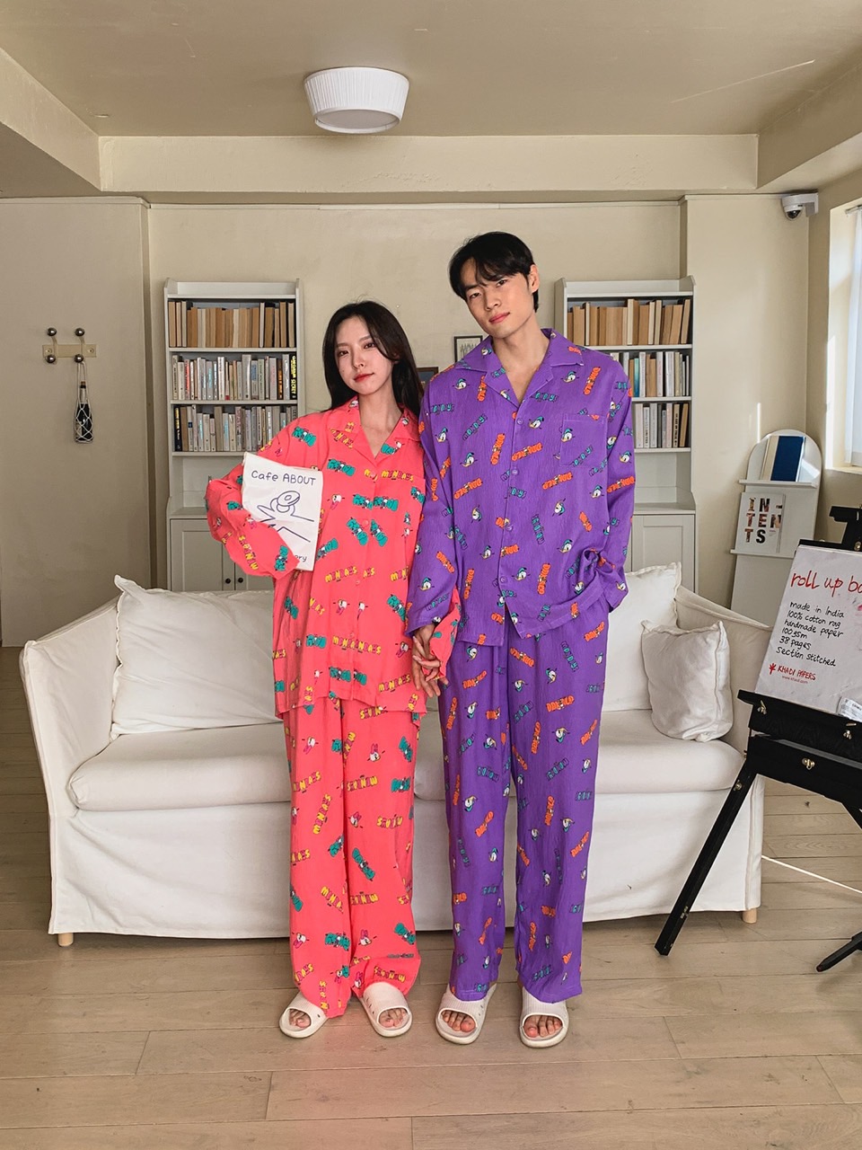 디즈니 커플 먼데이 데이지 도널드 잠옷세트 긴팔 긴바지 파자마 홈웨어 선물 - 상세 이미지 3