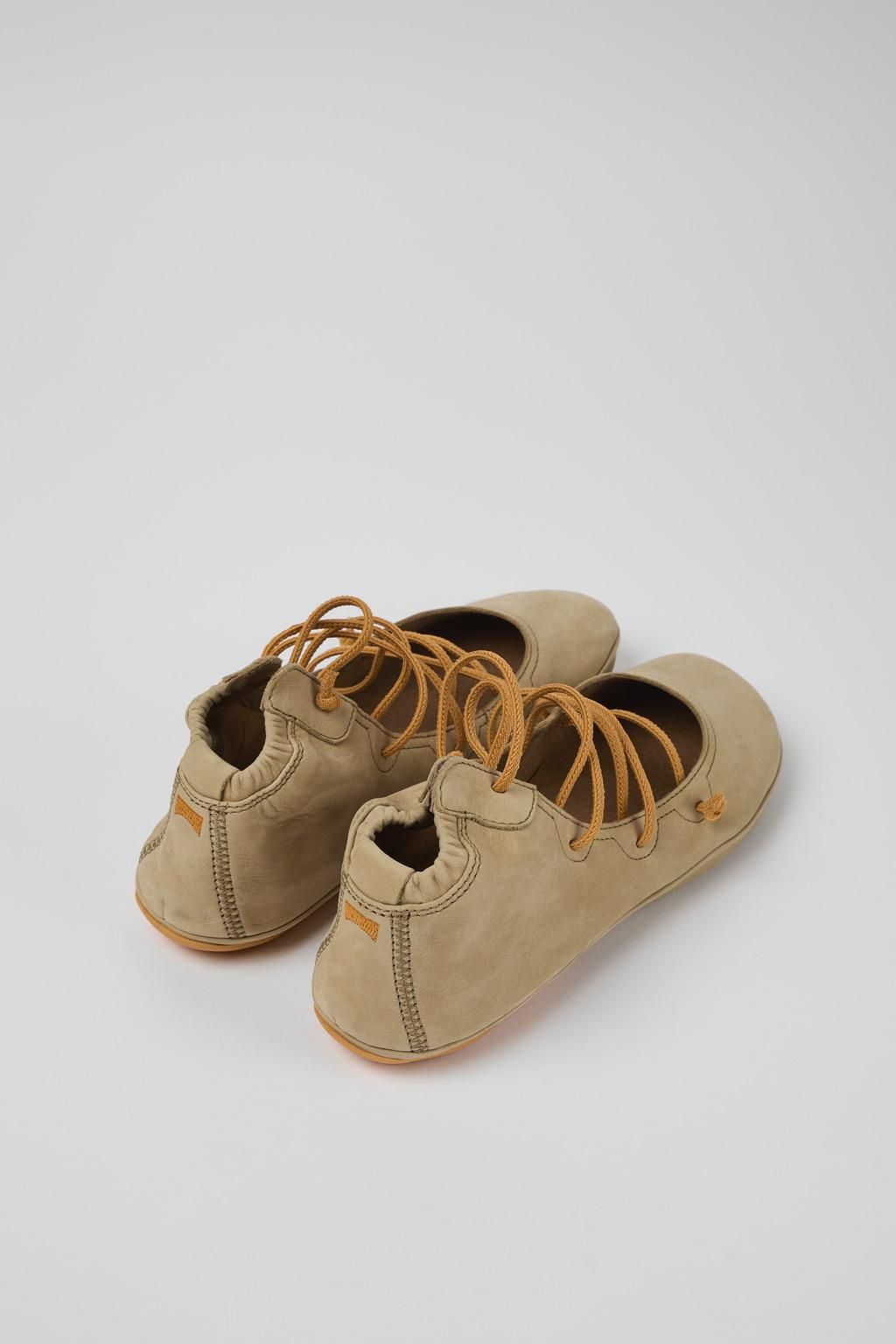 캠퍼 컴포트 베이지 레더 여성 스트랩 플랫슈즈 K400194-030 BEIGE - 상세 이미지 3