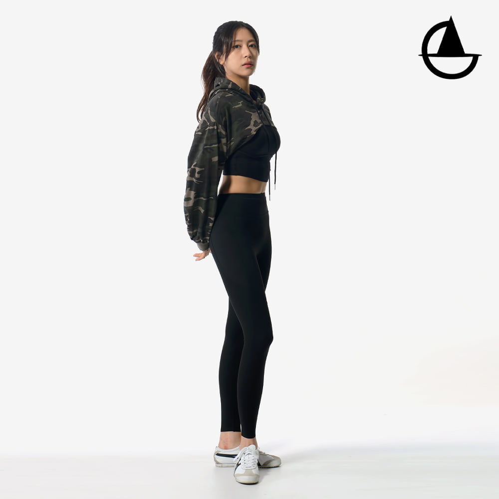 그리니치 스포티한 카모플라쥬 후드 볼레로 맨투맨 레이어드티 요가복 이미지 7