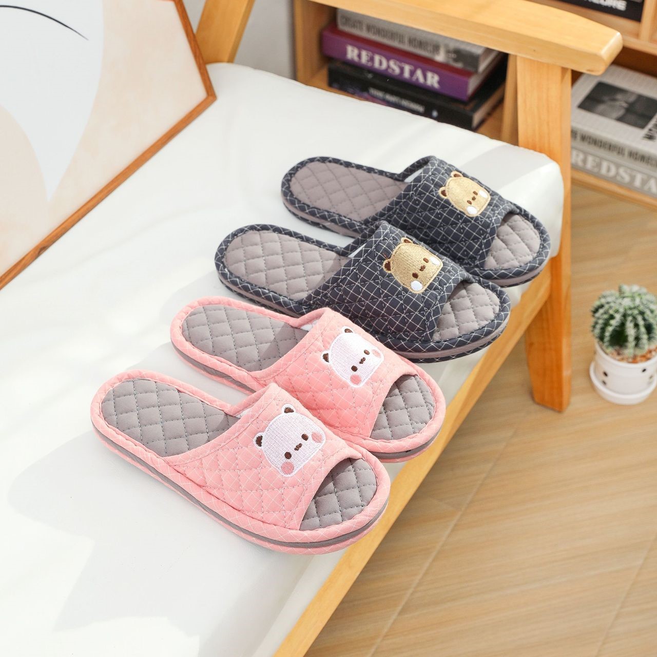 거실화 3중 쿠션 층간소음 거실 실내화 면 실내 슬리퍼