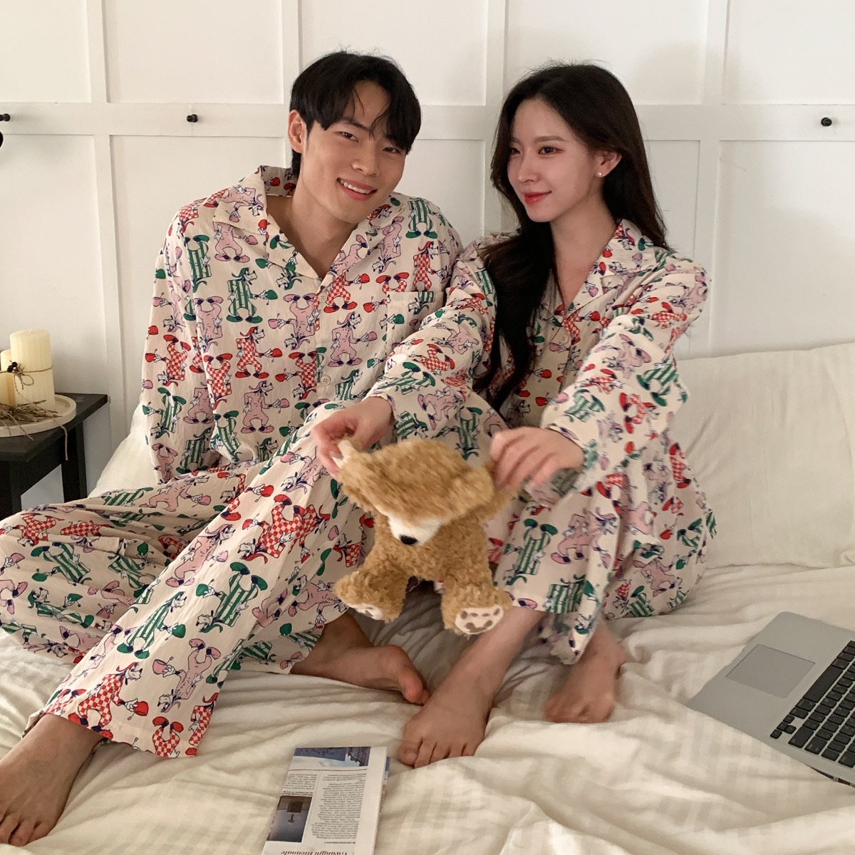 디즈니 커플 파자마구피잠옷세트 긴팔 긴바지 파자마 홈웨어 선물 - 상품 이미지