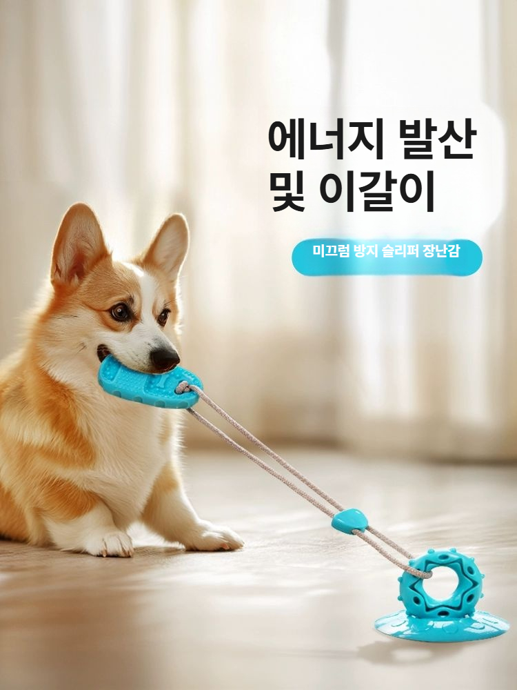 강아지 내구성 흡착식 이갈이 자동 놀이 펫용품 소형견용 소형견 소형상어 블루 - 상세 이미지 2