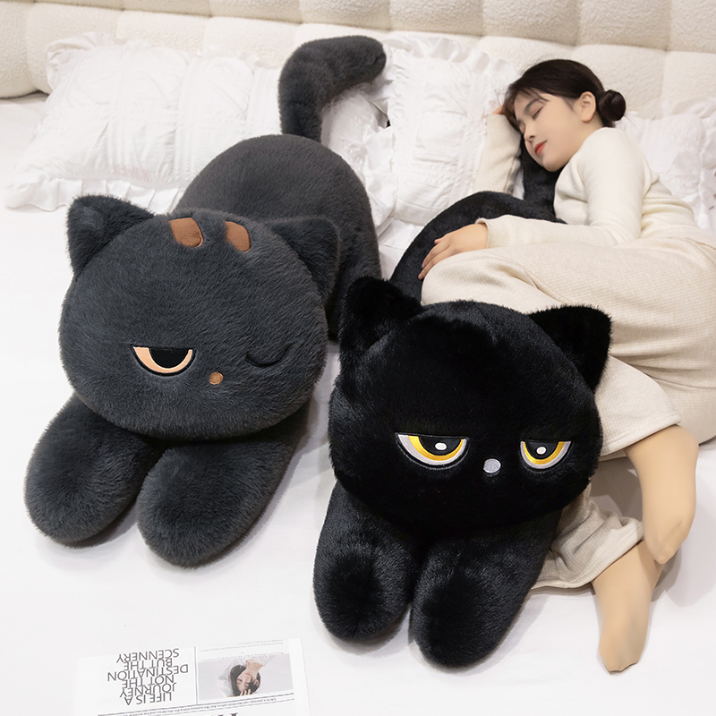 고양이 롱쿠션 안고자는 베개 임산부용 침대 소파 등받이 블랙캣 스몰 60cm - 상세 이미지 2