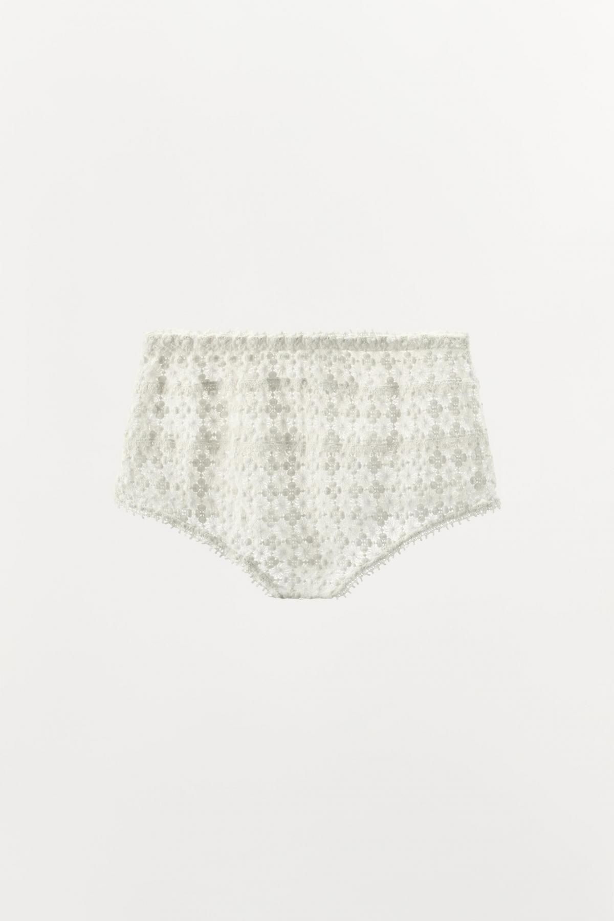 자라 레이스 자수 하이웨이스트 미니 반바지 6895/902 OYSTER-WHITE - 상세 이미지 5