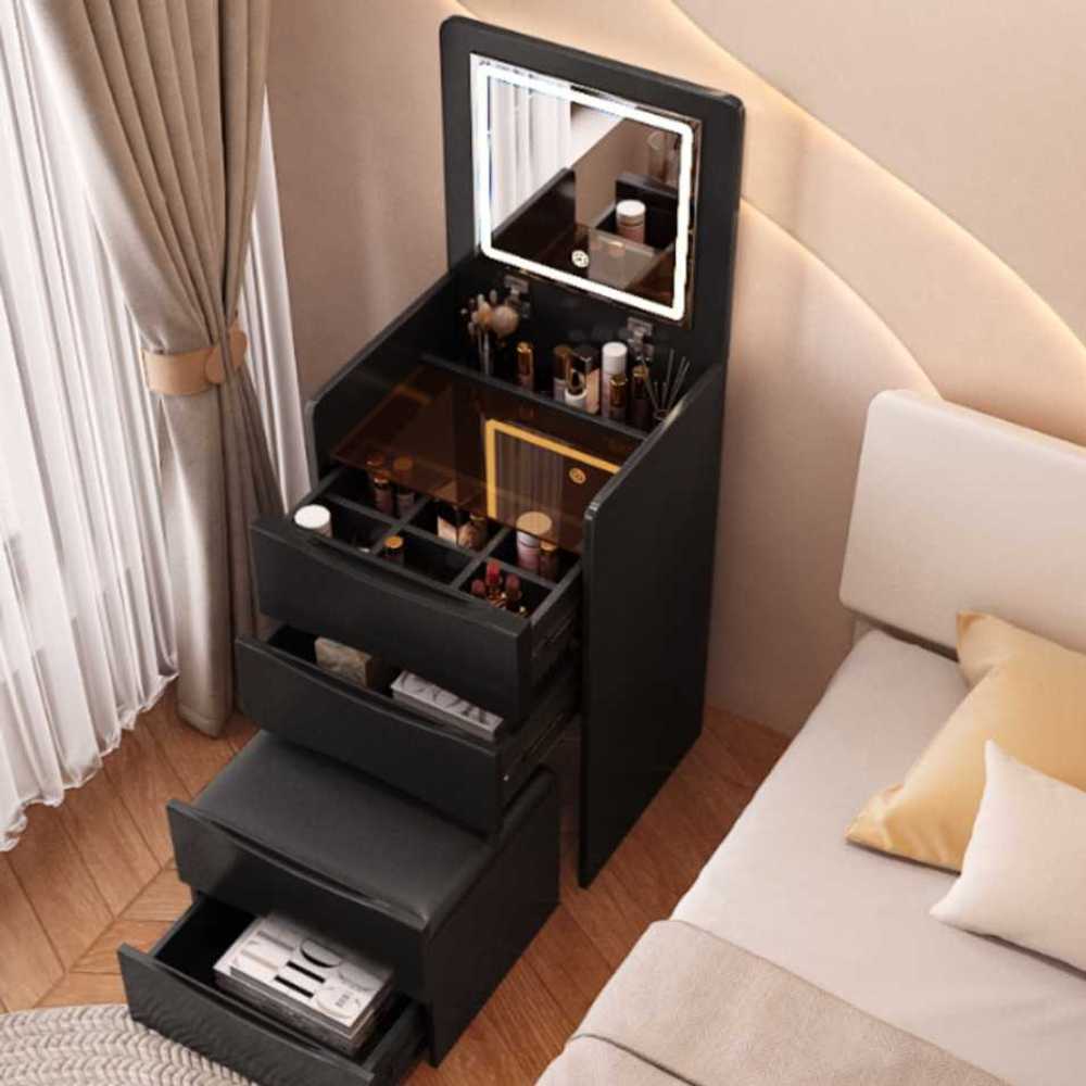 미니 화장대 서랍화장대 우드 입식 화이트 원룸 틈새 48cm 블랙 - 상품 이미지