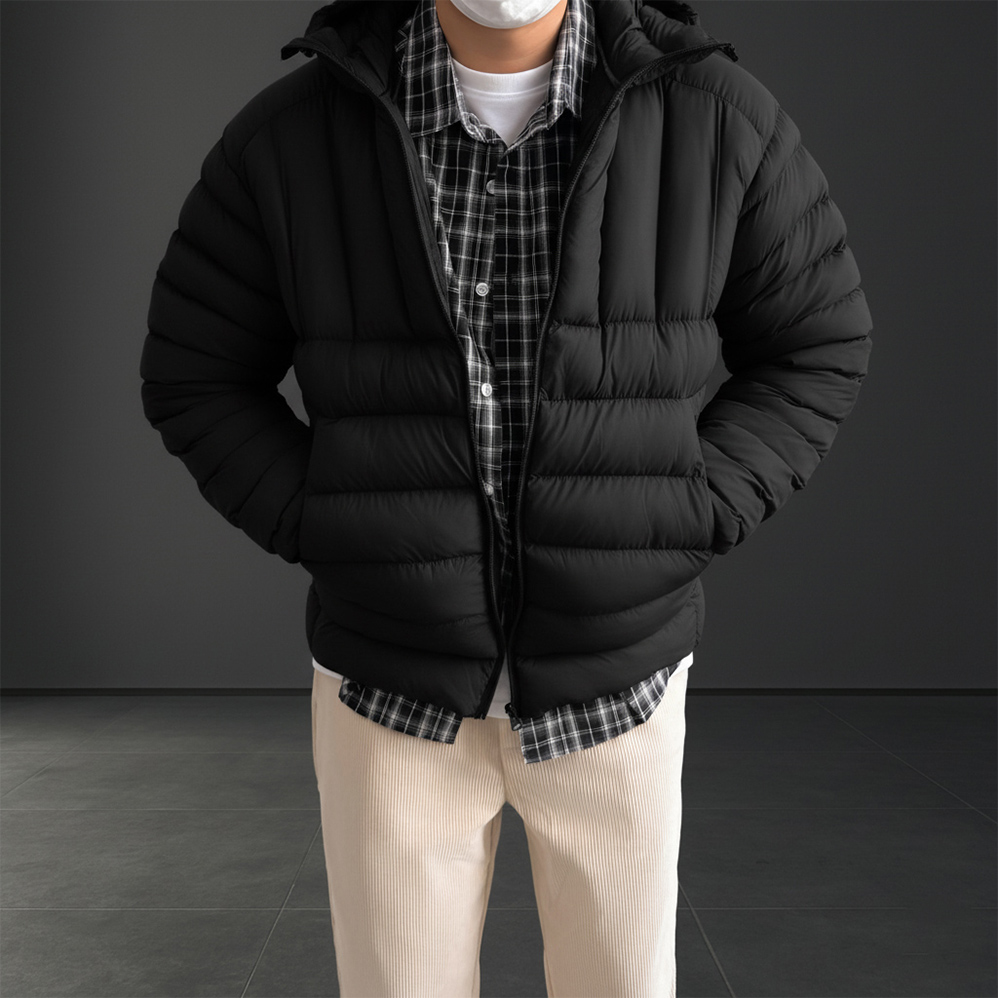 남자경량패딩 숏 웰론 정장 크롭 푸퍼 패딩 - 상세 이미지 3